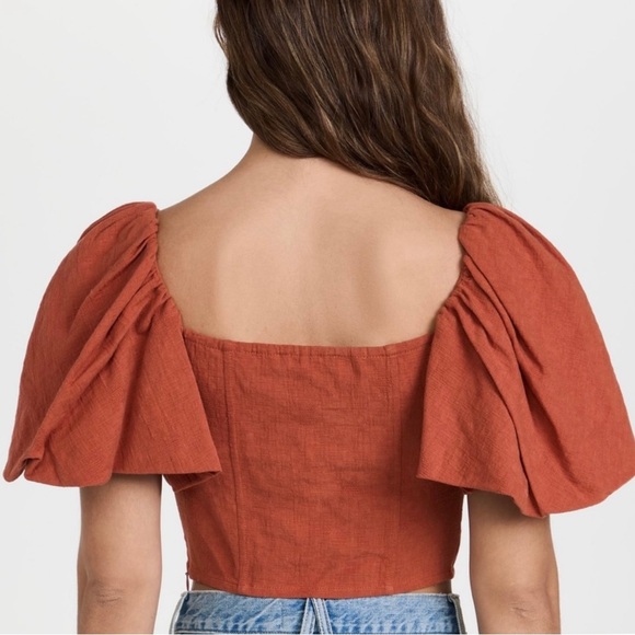 NEW JONATHAN SIMKHAI PUFF SLEEVE CROP TOP - Picture 7 of 9